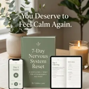 7-Day Nervous System Reset digital wellness workbook and guided audio program for anxiety relief and emotional balance