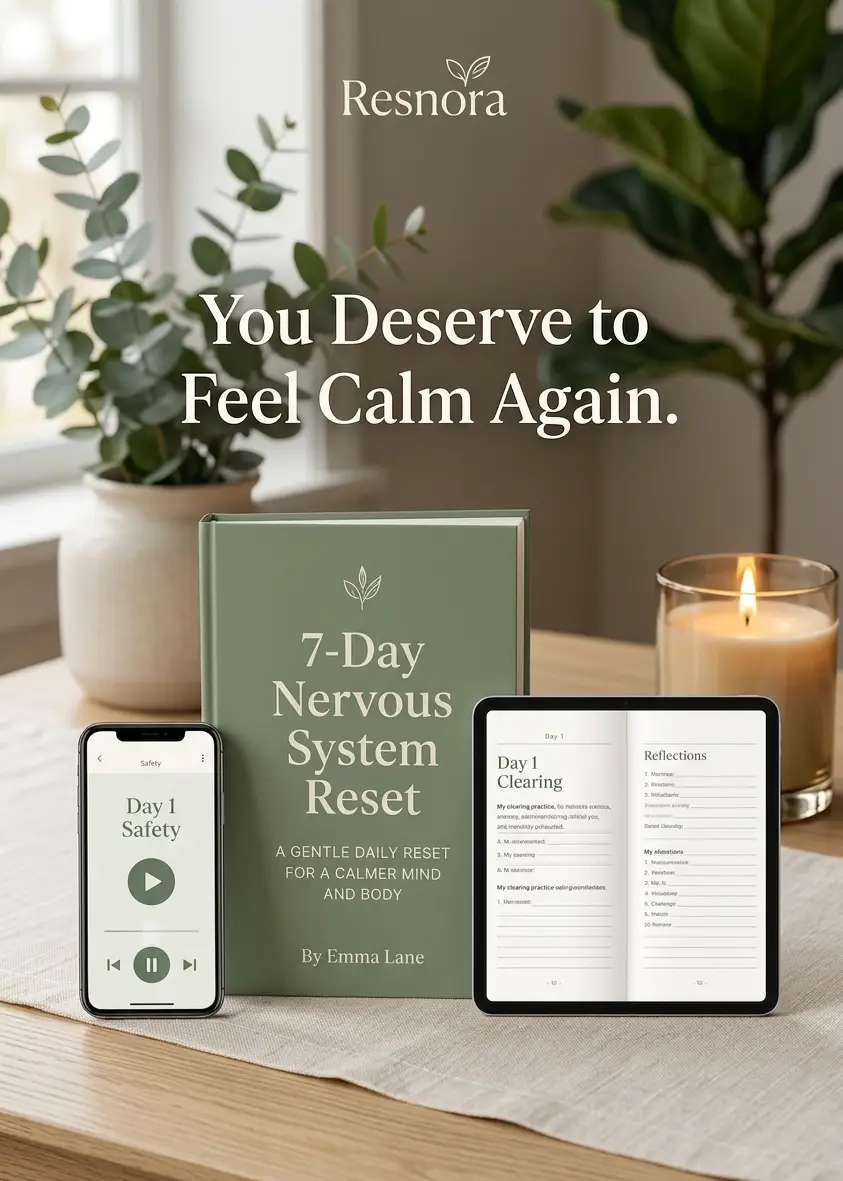 7-Day Nervous System Reset digital wellness workbook and guided audio program for anxiety relief and emotional balance