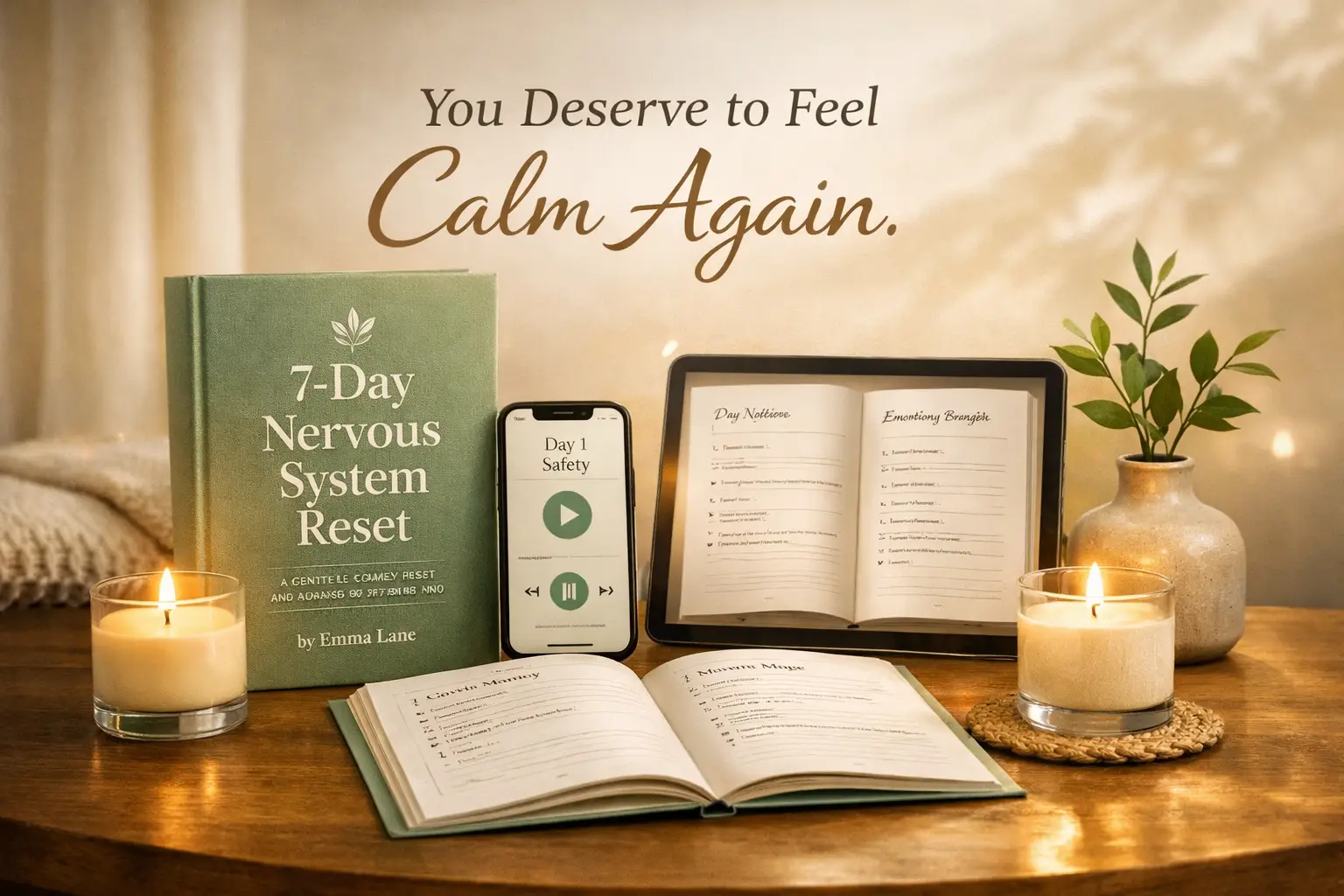 7-Day Nervous System Reset digital wellness workbook and guided audio program for anxiety relief and emotional balance